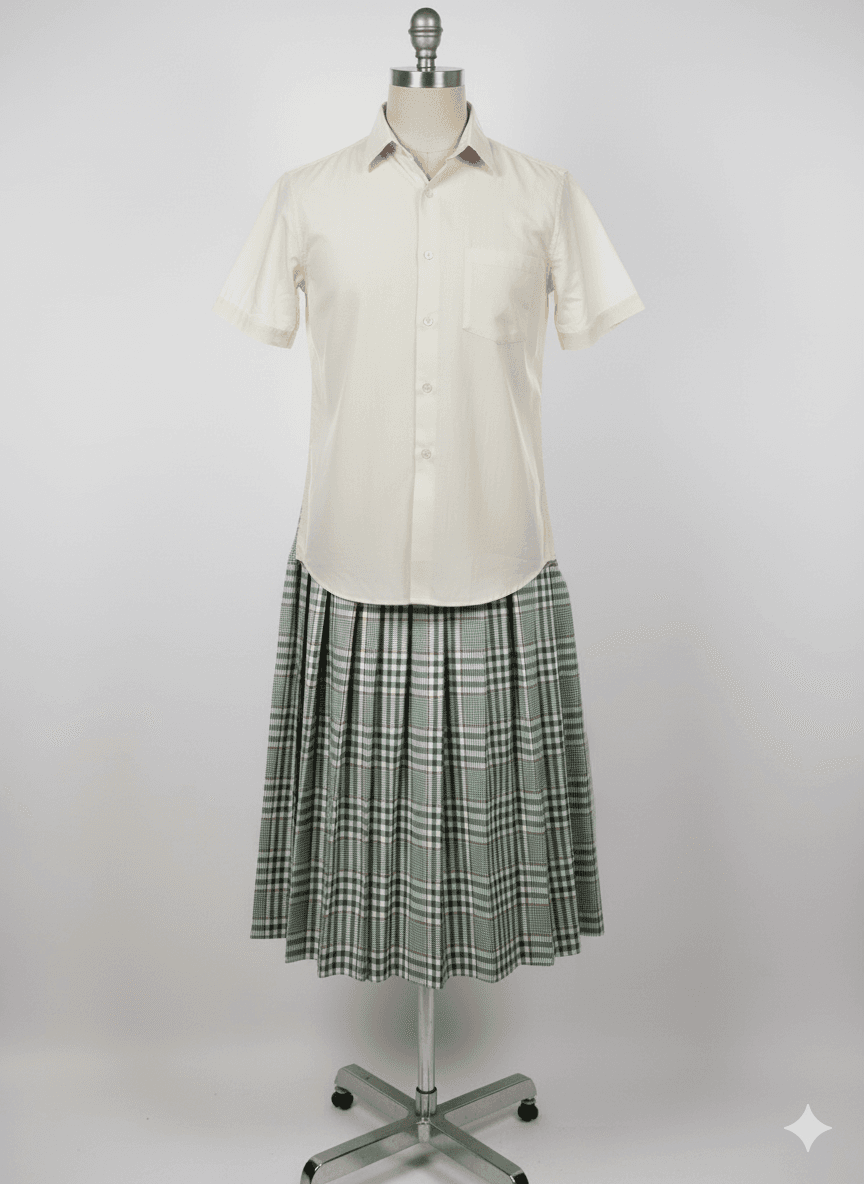 Girls Skirt - Checked Green